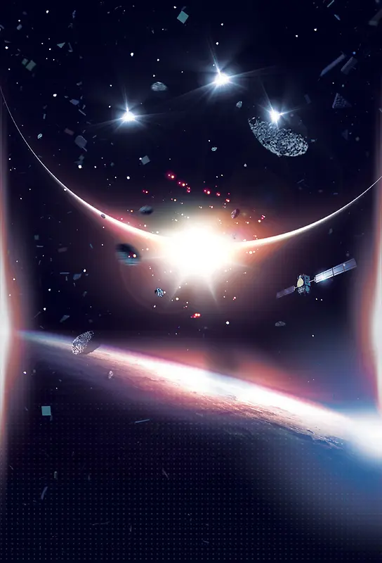 梦幻星球太空科幻创意海报背景素材