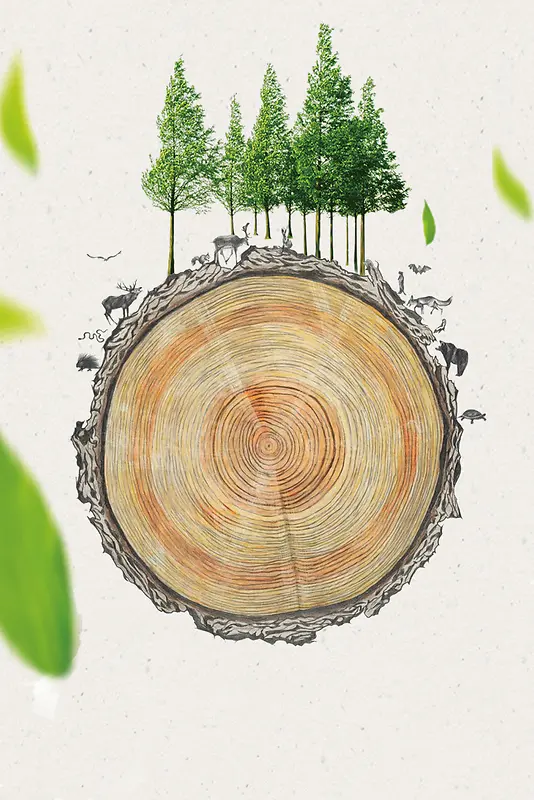 创意树木爱护地球公益宣传海报背景素材