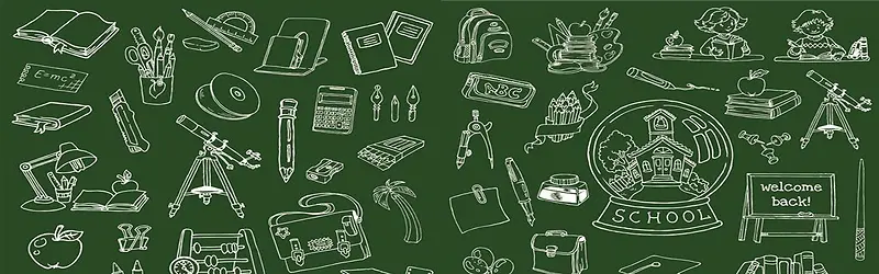 黑板粉笔手绘画板banner