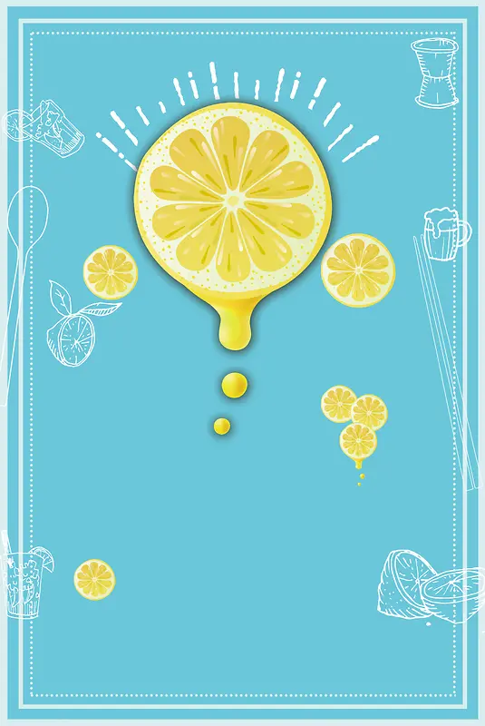 柠檬水柠檬汁夏季果饮海报背景素材