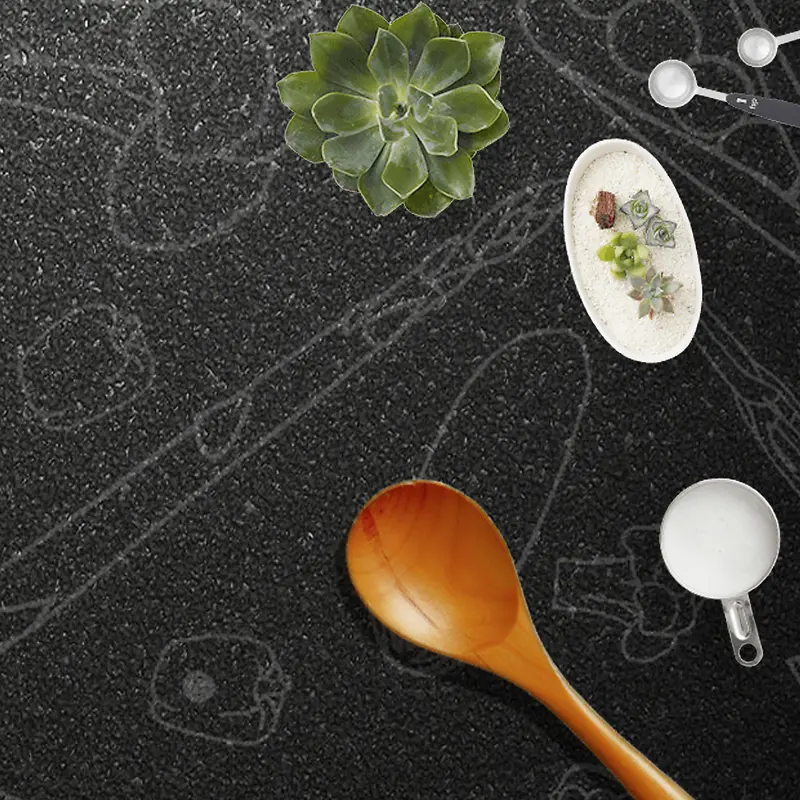 黑板粉笔写实植物实木勺子美食宣传海报背景