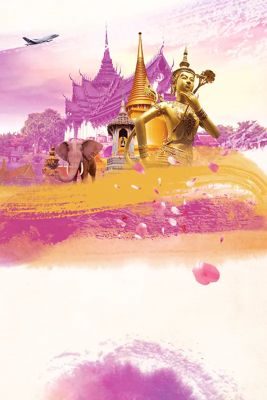 泰国佛像泰国旅游宣传海报背景素材