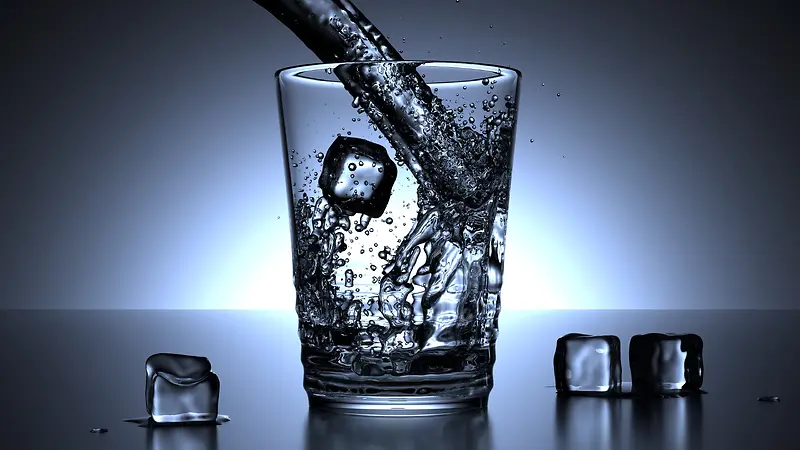 玻璃杯水冰块食品背景素材