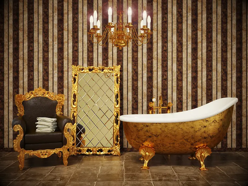 欧式浴缸沙发等室内家具背景素材