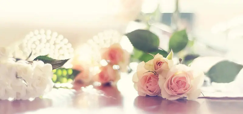 清新 文艺 暖色 唯美 花 背景banner