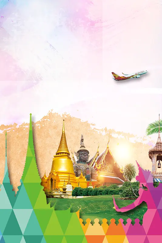 绚丽东南亚泰国旅游宣传海报背景素材