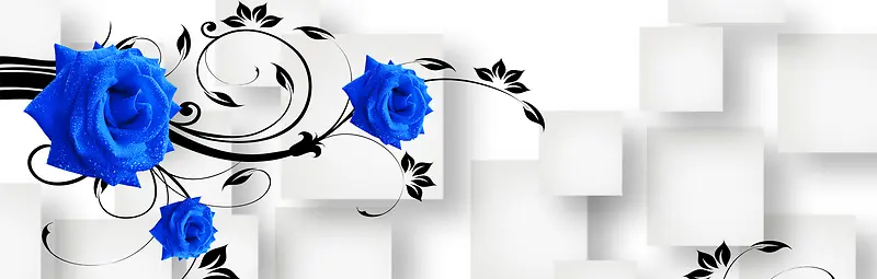立体蓝色花背景图