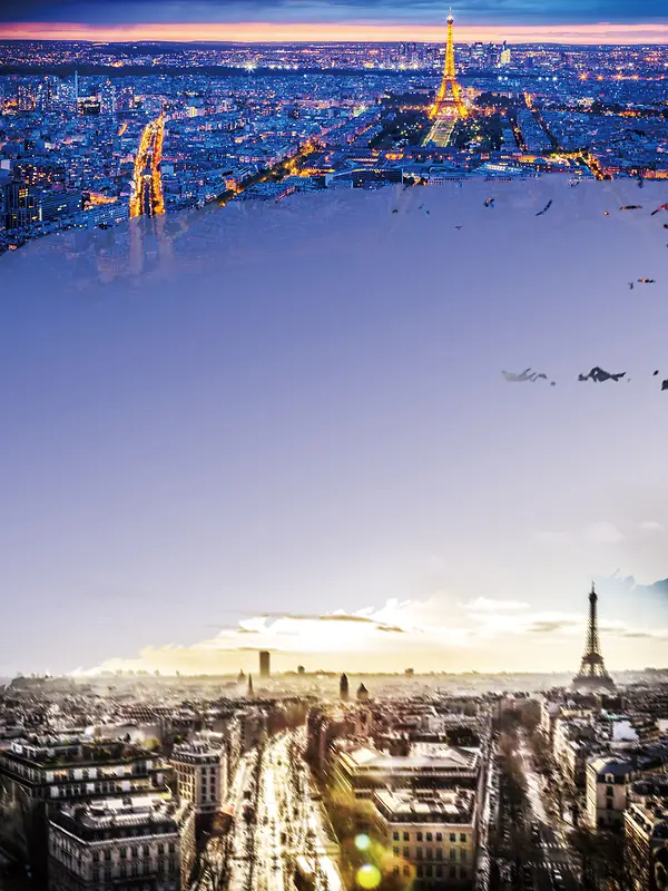 时尚大气风景巴黎海外游旅游海报背景素材
