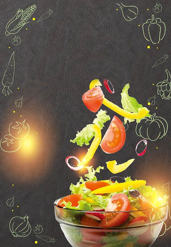 西餐沙拉美食餐饮宣传海报背景psd