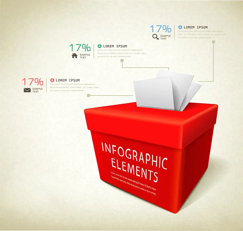 红色投票箱商务信息图矢量图