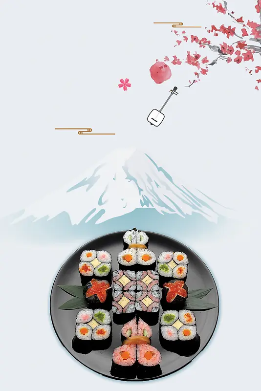 简约寿司日本料理美食海报背景素材