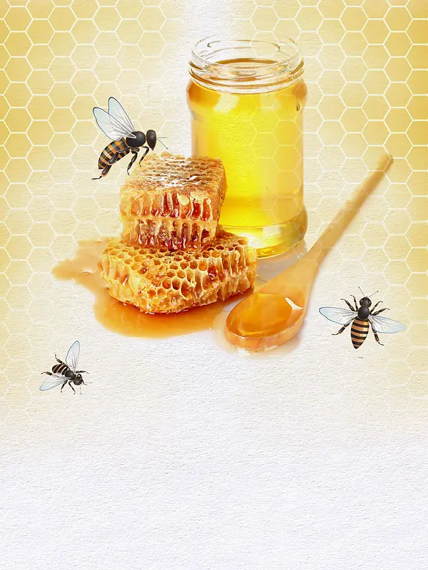 黄色创意质感蜂蜜海报背景素材