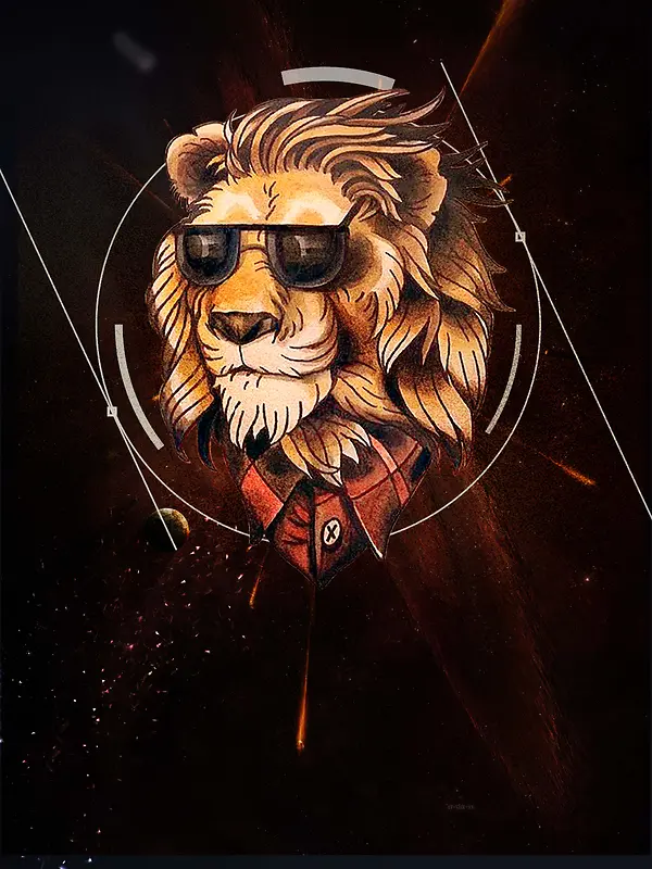 创意狮子头设计狮设计师招聘海报背景