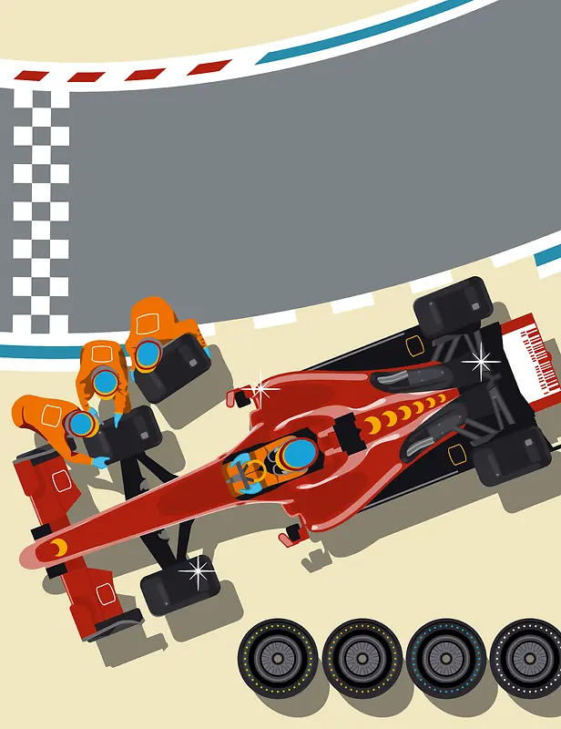 F1大奖赛赛车卡通手绘海报背景素材
