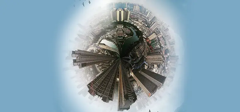 城市全景球形背景图