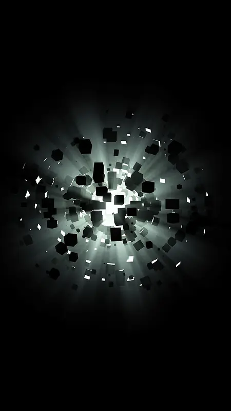 方块爆炸光线科技背景