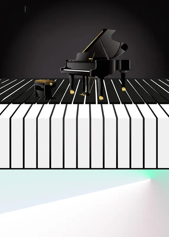 黑白创意钢琴培训广告模板海报背景素材