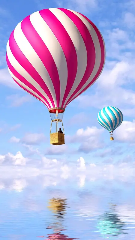 飞行的热气球H5背景