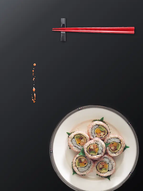 高度黑色美食寿司海报背景