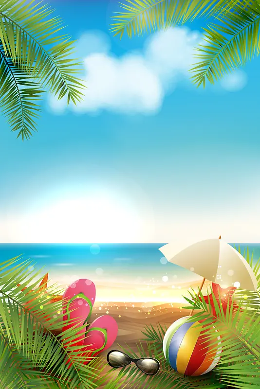夏季沙滩美景海报