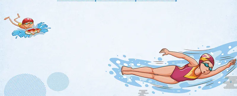 冬泳锻炼身体扁平蓝色背景