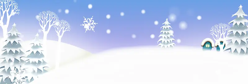 手绘卡通可爱冬季雪景背景