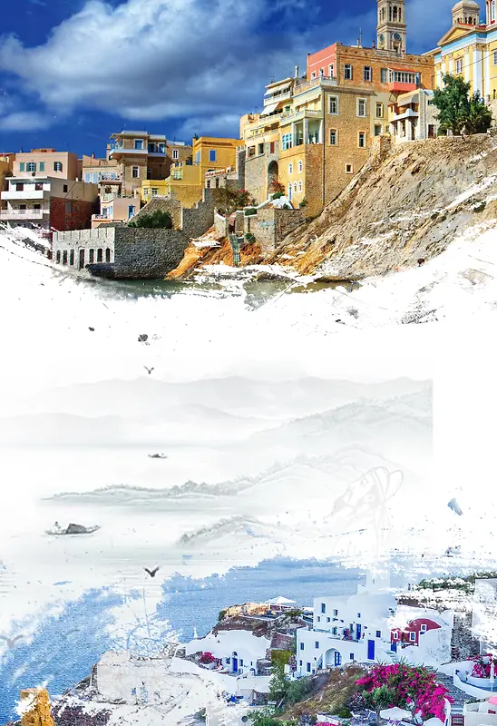 希腊旅游名族文化宣传海报背景