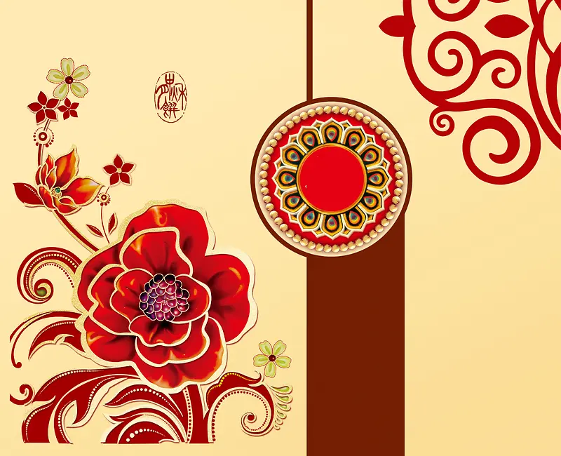 中国风花朵传统中秋节背景素材