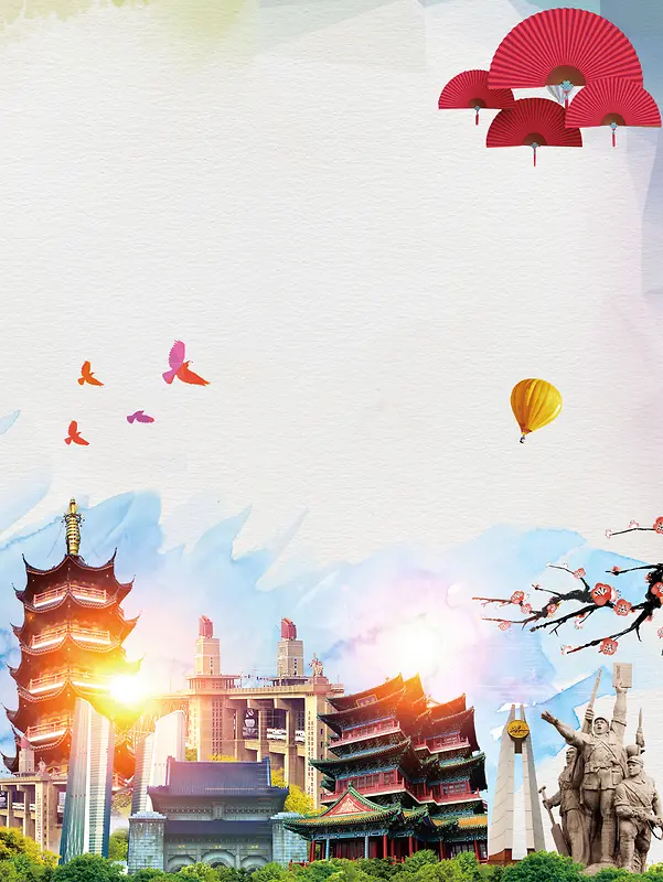 南京名胜古迹旅游宣传海报背景素材