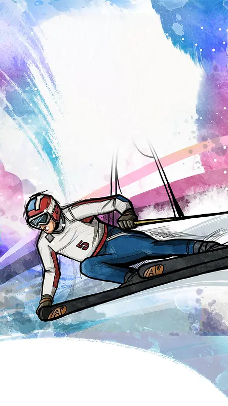 手绘滑雪广告H5背景
