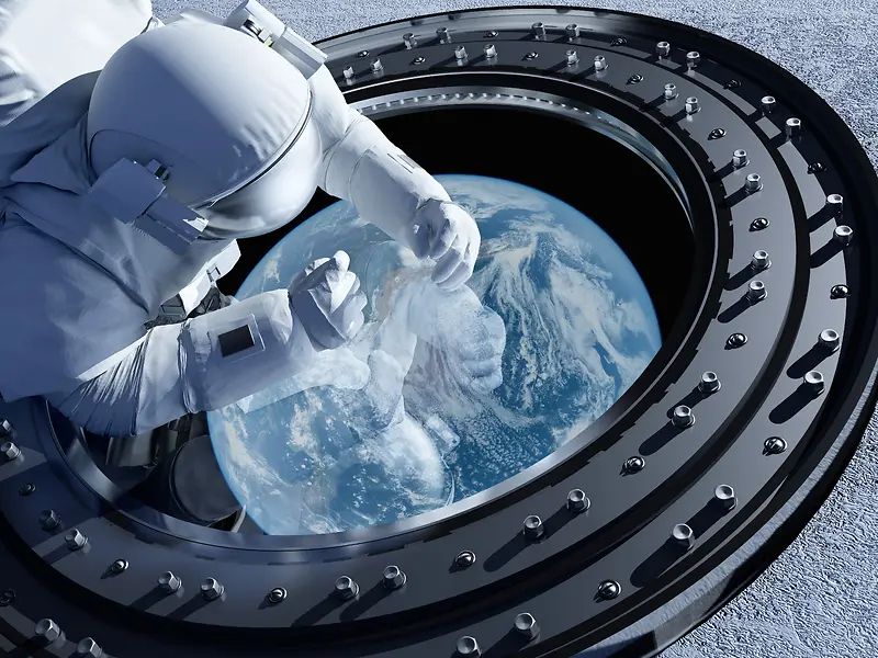 创意宇航员与星球未来科技高清图片