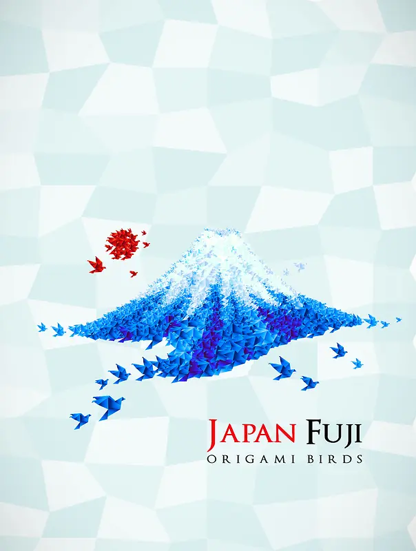 矢量几何千纸鹤层叠组合日本旅游背景