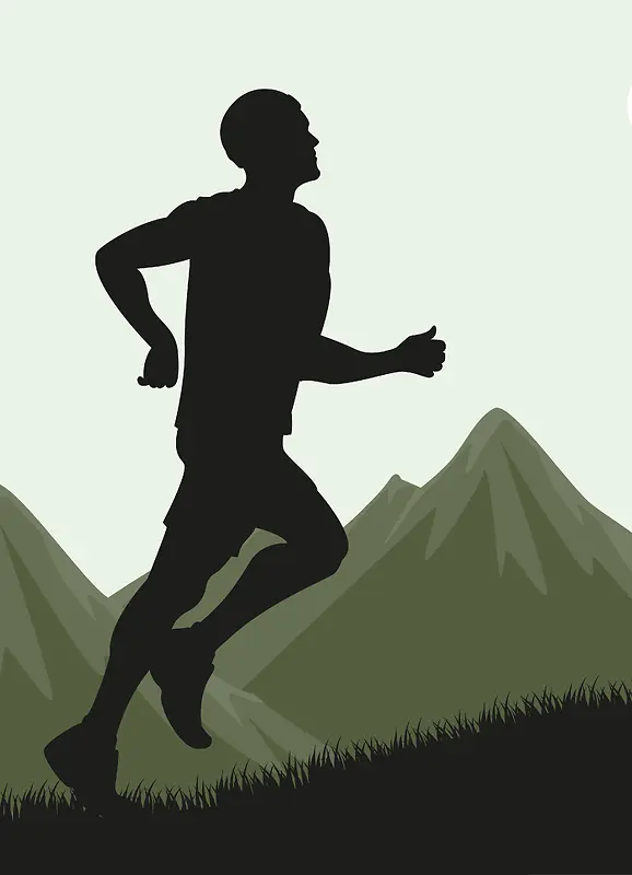 卡通手绘夏季减肥人物锻炼跑步海报背景素材
