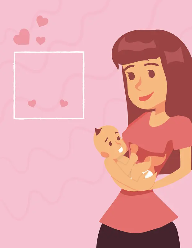 卡通手绘扁平母子母亲节温馨海报背景素材