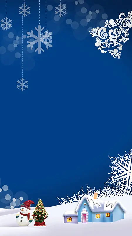 蓝色圣诞节PSD分成H5背景