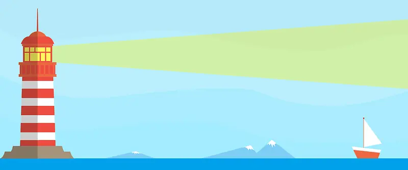 暑假旅游海上灯塔指引蓝色背景