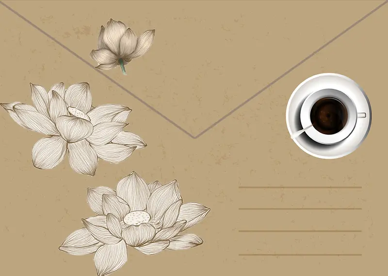 手绘花朵咖啡菜单信封海报背景