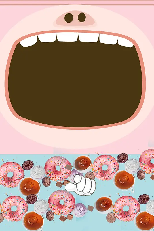 吃货节甜甜圈扁平广告