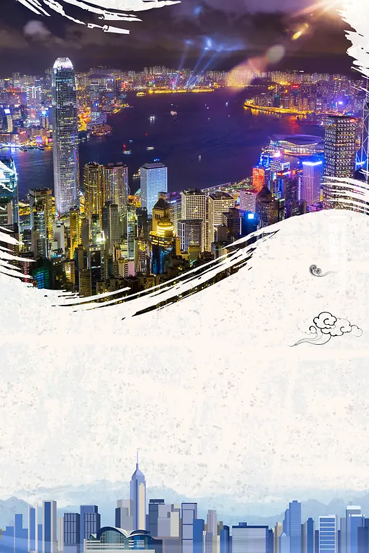 香港旅游简约海报