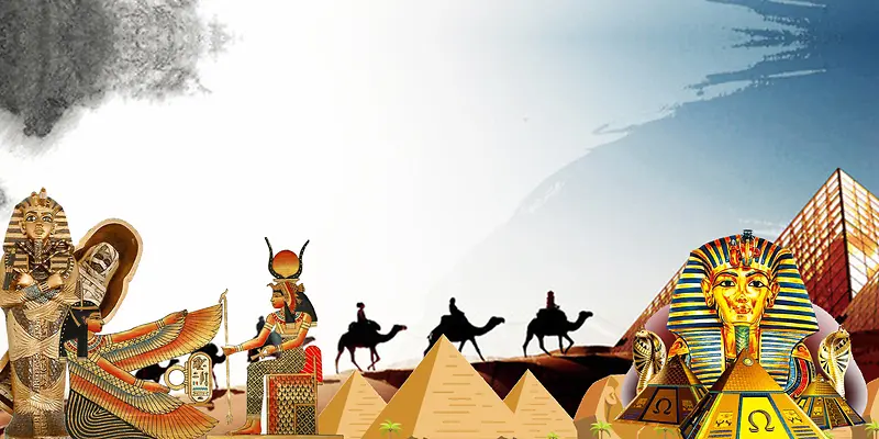 埃及地标建筑埃及风情旅游海报背景素材