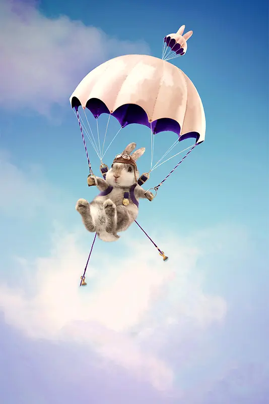 蓝色天空跳伞童趣食品类背景