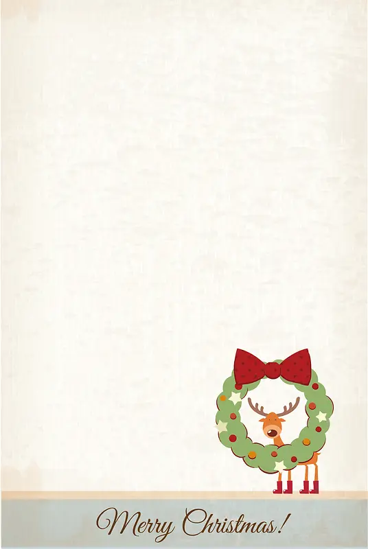 特种纸质感圣诞花圈麋鹿海报背景素材
