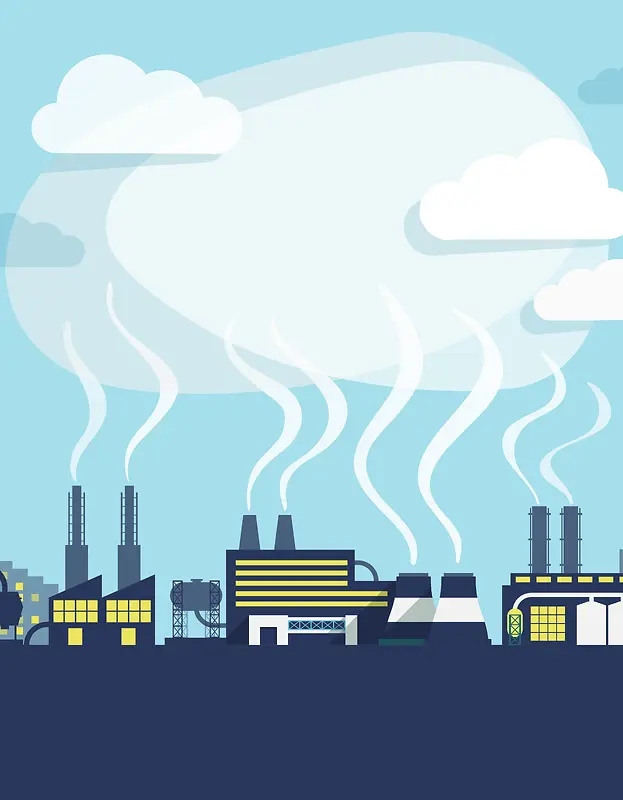 卡通工厂环境污染环保主题海报背景素材