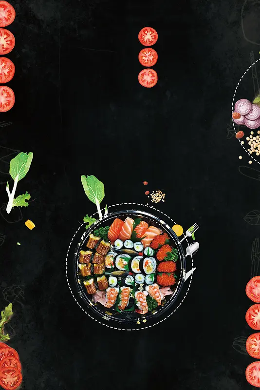 日本料理三文鱼海报背景素材