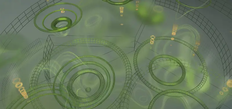 模型几何绿色科技海报背景