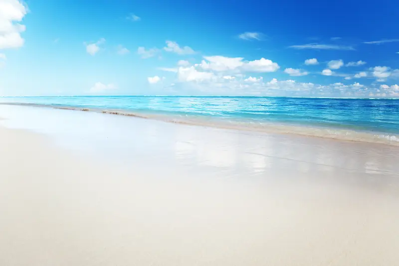 海滩蓝天白云风景摄影平面广告