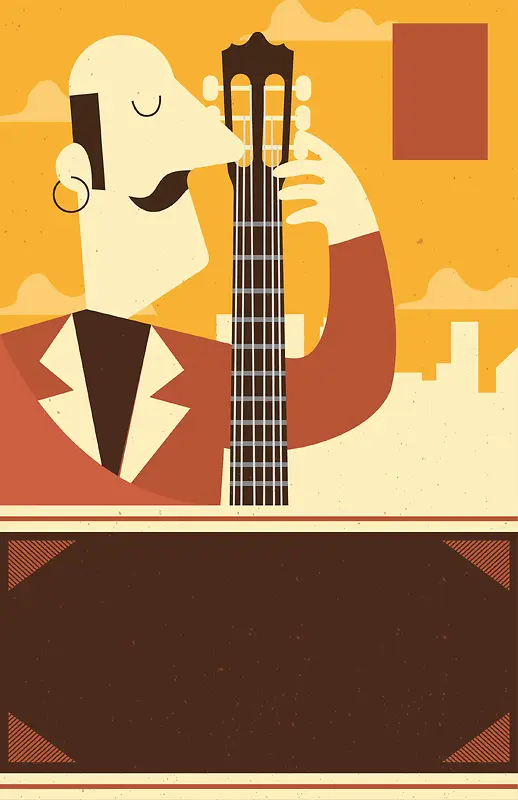 卡通手绘大提琴演奏音乐节海报背景素材