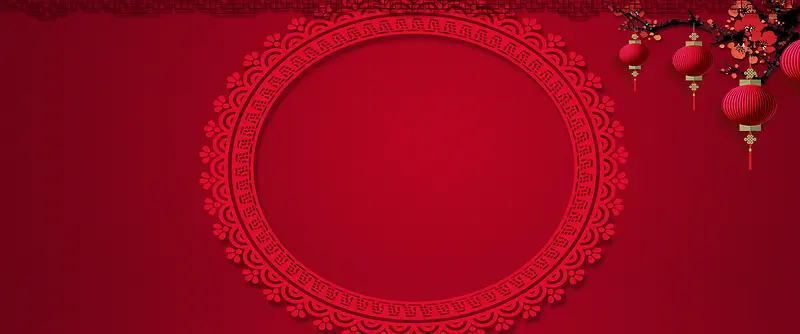 中国新年红色灯笼淘宝海报banner背景