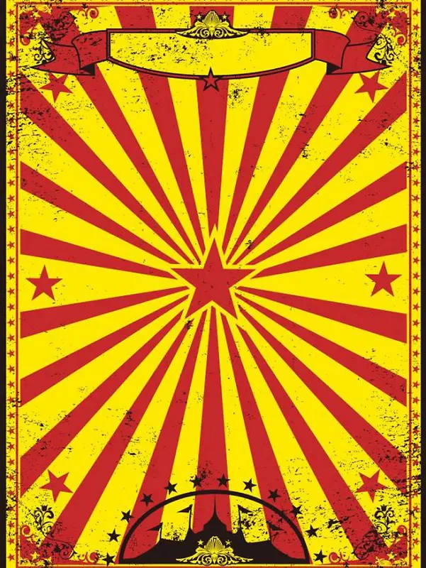 复古红黄相间马戏团宣传海报