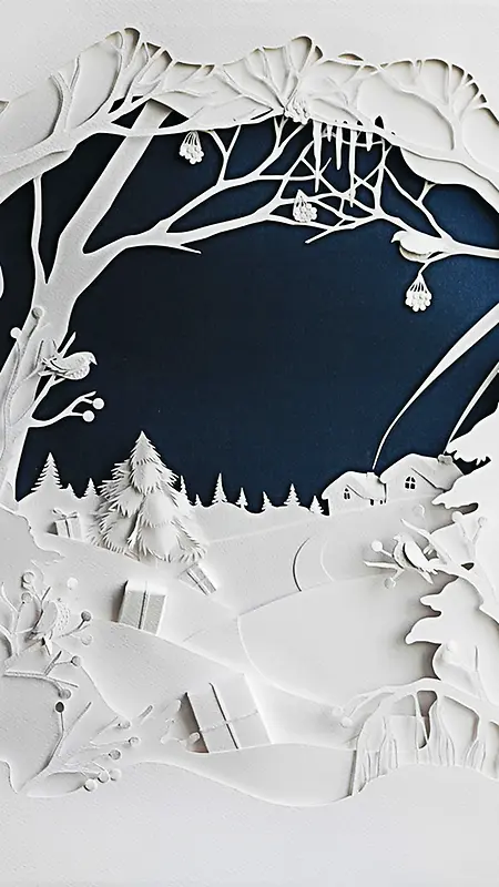 纸雕镂空树林H5背景图